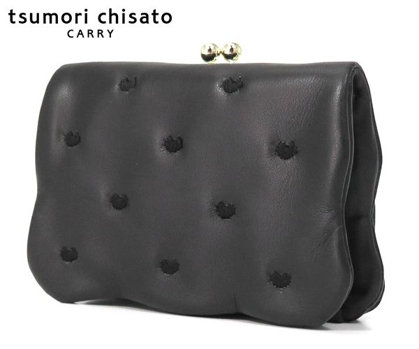 【選べるノベルティ付】 tsumori chisato ツモリチサト ぷちネコ がま口折財布 (カラー:ブラック) 057886