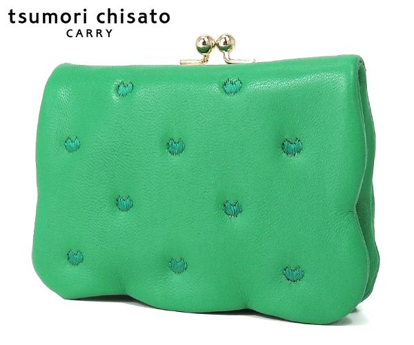 【選べるノベルティ付】 tsumori chisato ツモリチサト ぷちネコ がま口折財布 (カラー:グリーン) 057886
