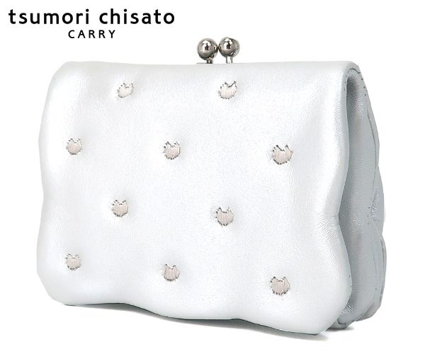 【選べるノベルティ付】 tsumori chisato ツモリチサト ぷちネコ がま口折財布 (カラー:シルバー) 057886