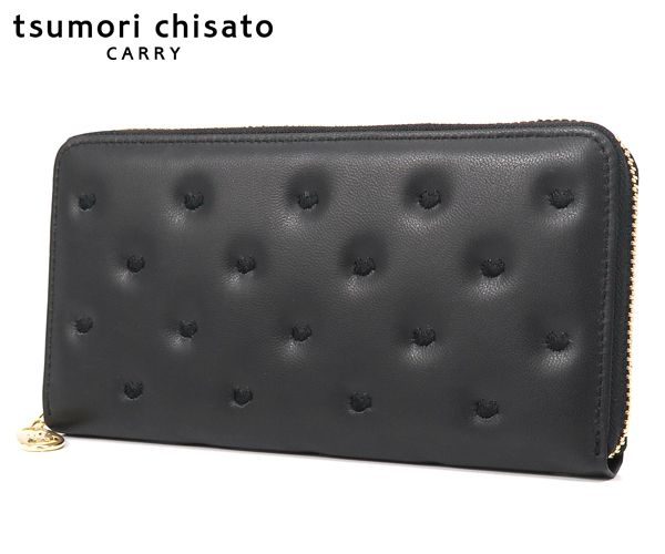 【選べるノベルティ付】 tsumori chisato ツモリチサト ぷちネコ ラウンド長財布 (カラー:ブラック) 057887