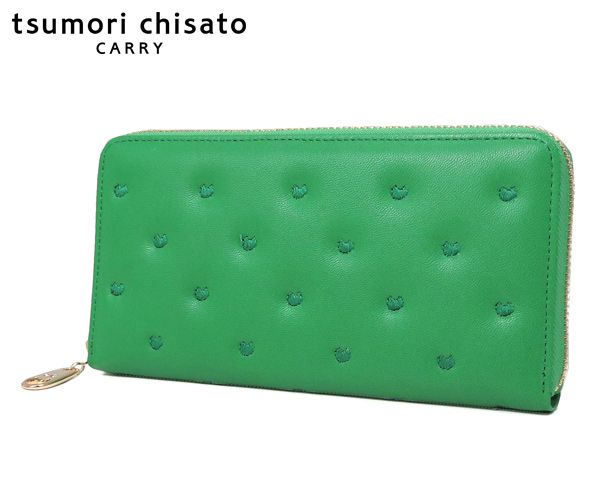 【選べるノベルティ付】 tsumori chisato ツモリチサト ぷちネコ ラウンド長財布 (カラー:グリーン) 057887
