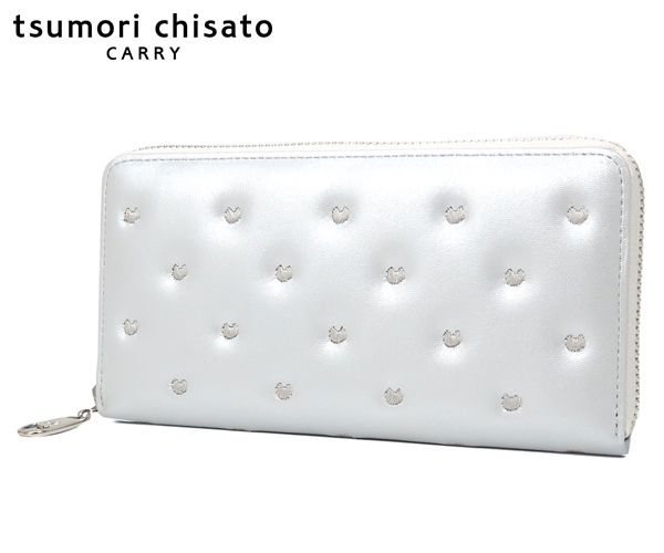 【選べるノベルティ付】 tsumori chisato ツモリチサト ぷちネコ ラウンド長財布 (カラー:シルバー) 057887