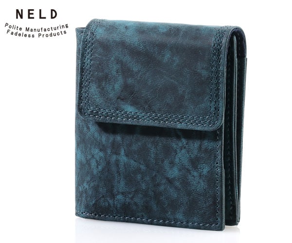 【選べるノベルティ付】 NELD ネルド UKゴート かぶせ短財布 (カラー:ブルー) AN320