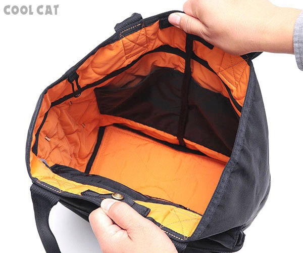 PORTER トートバッグ 黒　内部オレンジ色 ポーター フォース トートバッグ 855-07595 （カラー：ブラック