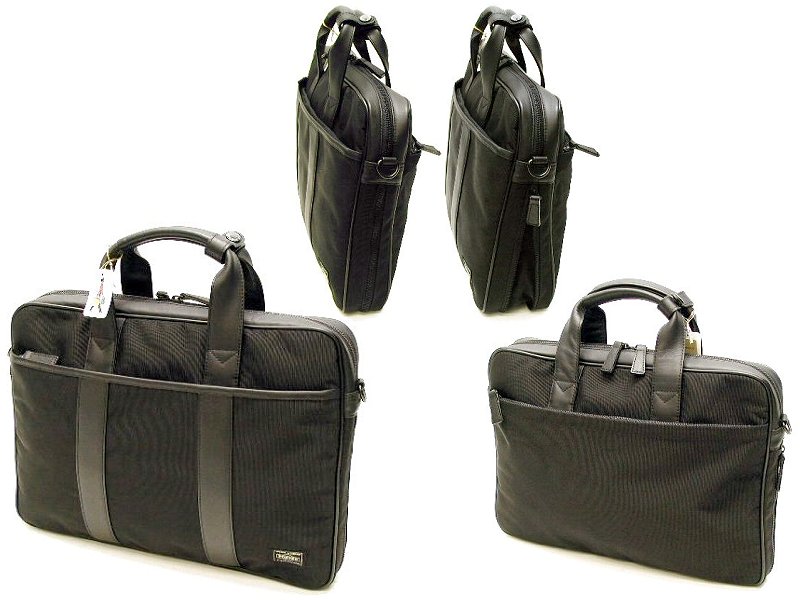 ■良好★ポーター【ターク】ブリーフケース★黒★商品コード：125-04486 ★ビジネス★就活★本革★レザー★高級★３層式★パソコン★正規品 ☆良品吉田カバン PORTER TAG 2層式 2WAYブリーフケース⁄ポーター