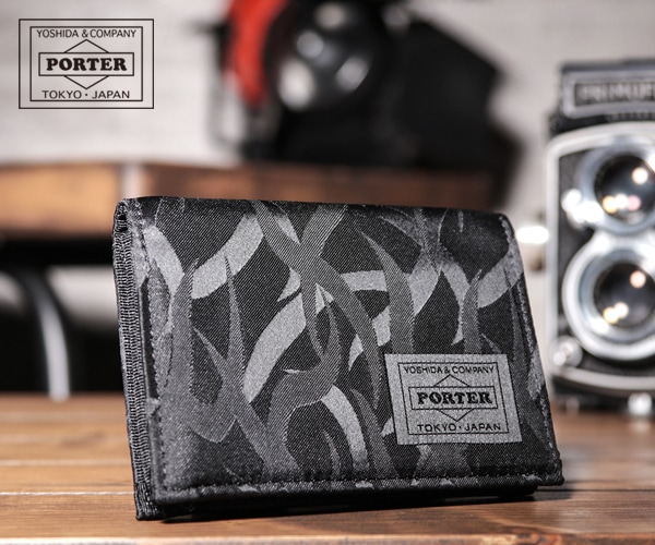 希少】PORTER カード/コインケース ネイビーカモフラ