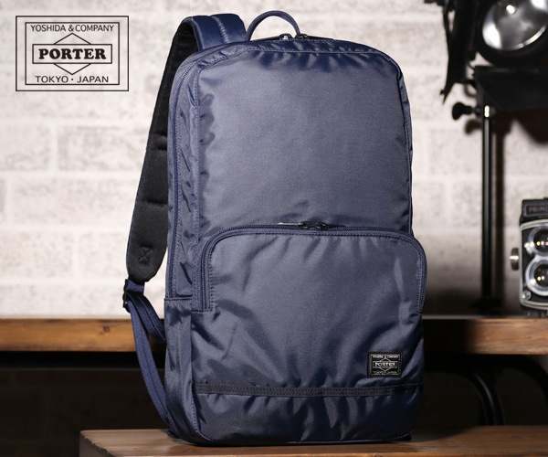 ネイビー レザー バックパック フラップ付き ポーター フラッシュ デイパック 689-05954 （カラー：ネイビー