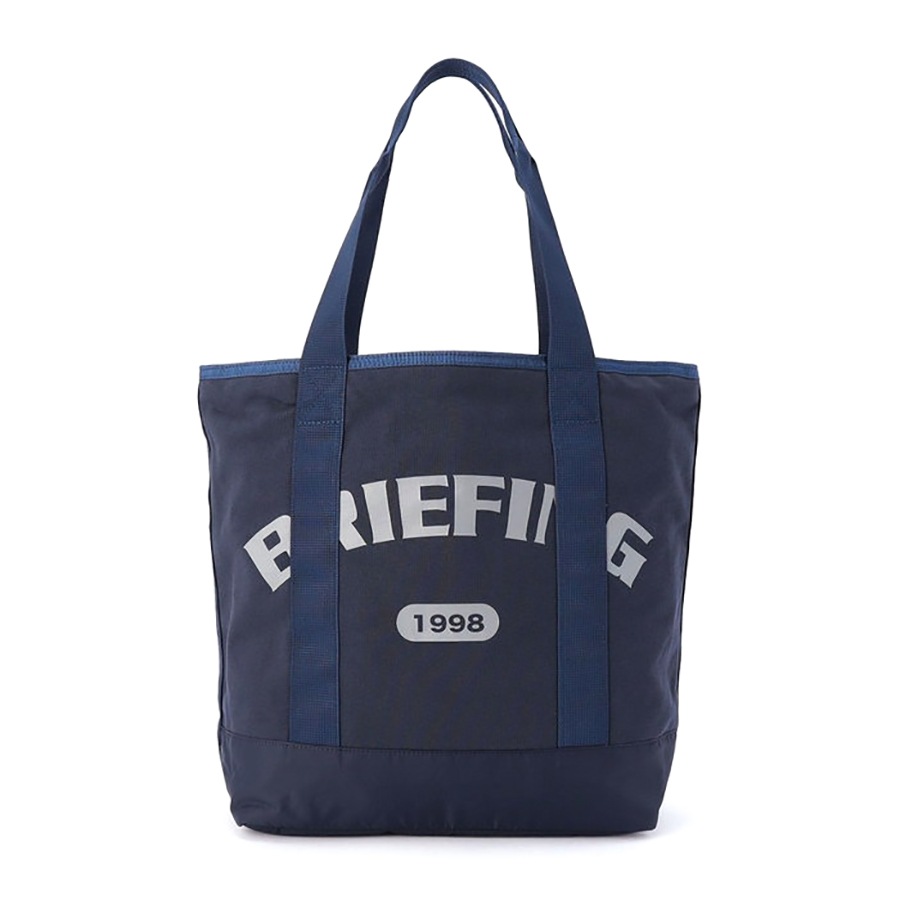 BRIEFING トートバッグ ホワイト/ネイビー BRIEFING（ブリーフィング） BRIEFING COLLEGE TOTE M カレッジトートM
