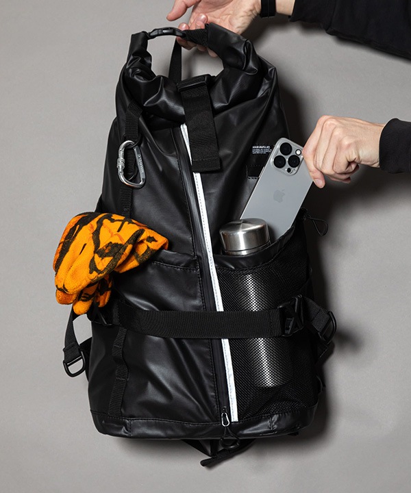 �����٤�Υ٥�ƥ��ա� MAKAVELIC �ޥ���٥�å� RICO Unit Roll Top Mountain Backpack �Хå��ѥå� �ʥ��顼���֥�å��� 3125-10106