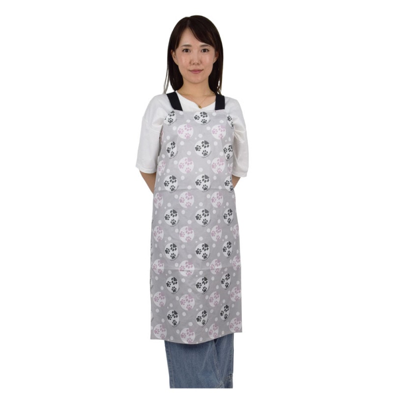 トリミング防水エプロン　バックルタイプ　足あとスタンプ