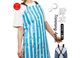 トリミング防水エプロン　バックルタイプ　Stripeブルー