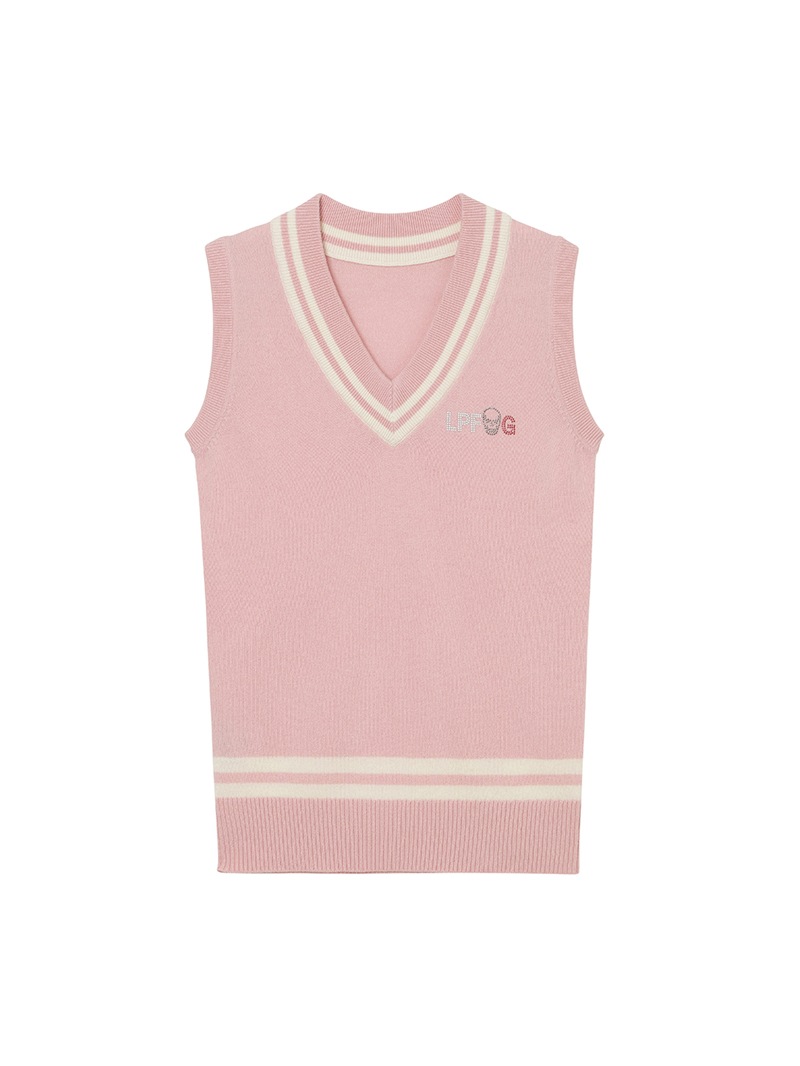 美品 ルシアンぺラフィネ カシミヤ100％ 袖ロゴ Vネック ニット