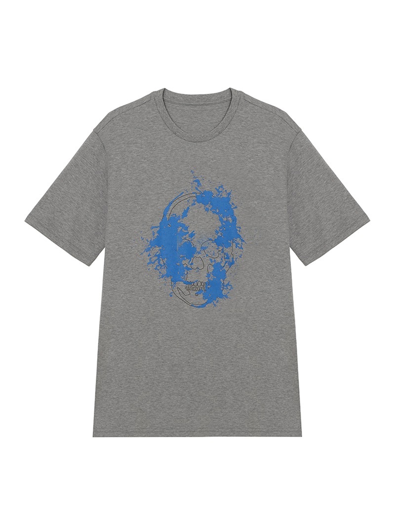 メンズ 半袖Tシャツ ブルー ペイント スカル |lucien pellat-finet