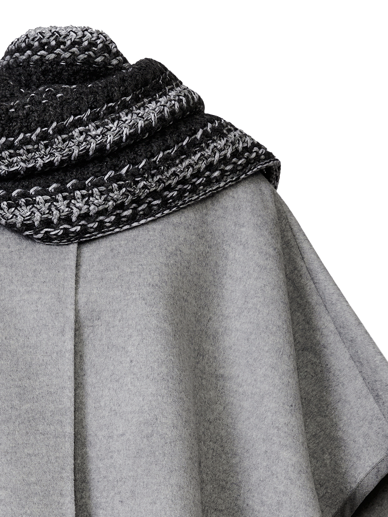 【中古美品】EMILIO PUCCI 　ケープ　　モヘヤ カシミヤ　フード　S カシミヤ フード付きケープ | Falconeri