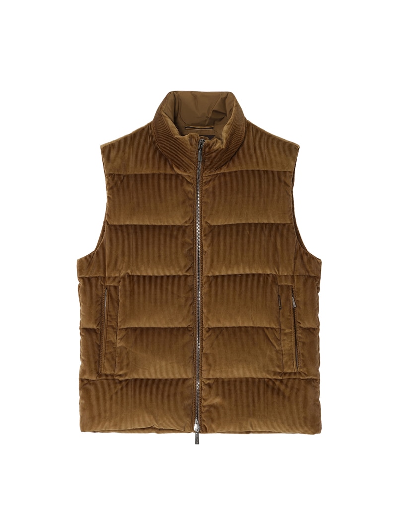 24万2000円 MOORER ムーレー コーデュロイ ダウンベスト ブラウン