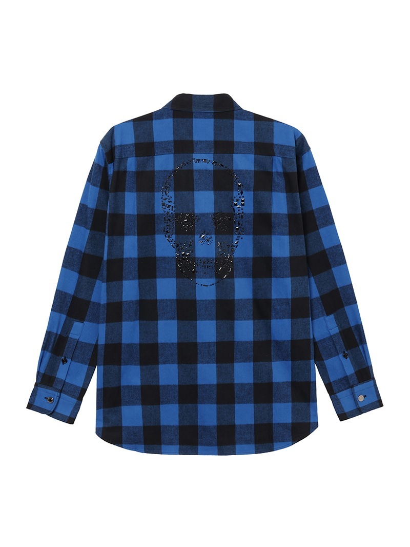 メンズ バッファローチェックシャツ スカル スタッズ |lucien pellat 
