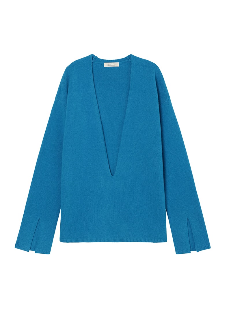 【お値下げ】新品チャコットＶネックニット着丈53㌢身幅42㌢【水色もあり】 スリットVネックニット |mila schon by chika kisada|CORONET（コロ