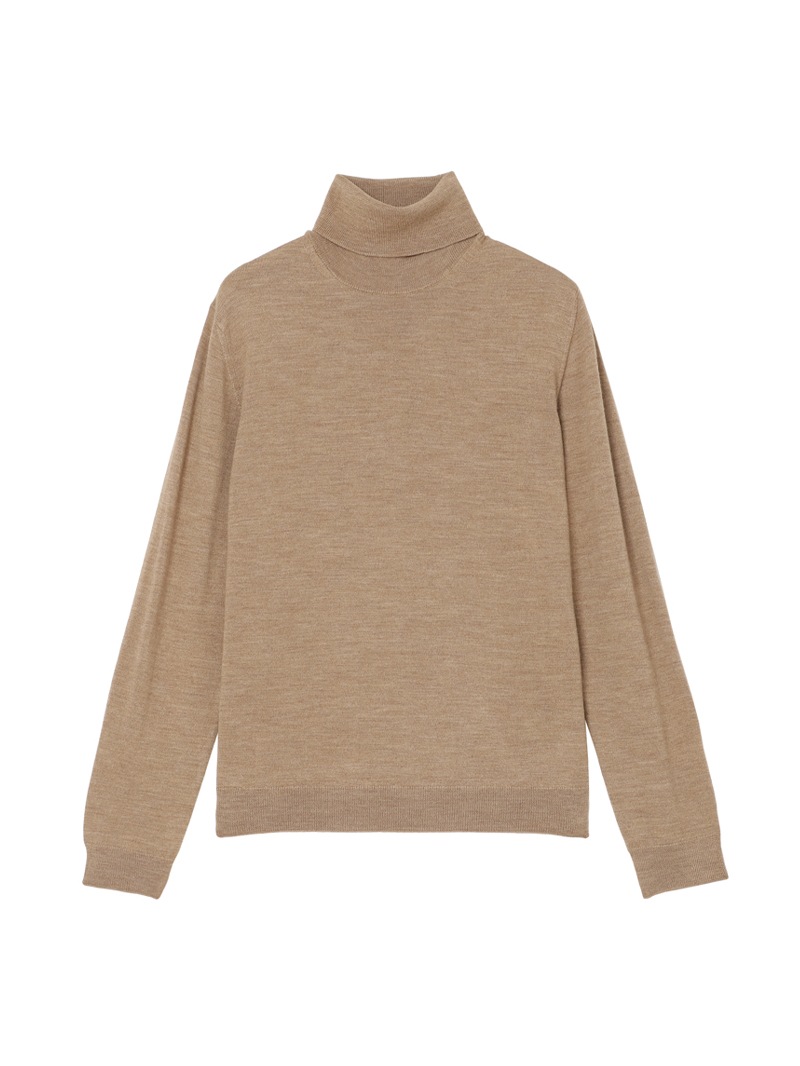 イタリア製 zanone タートルネックニット 46 ブラウン ZANONE（ザノーネ）タートルネック/細身サイズ感のウールプルオーバー