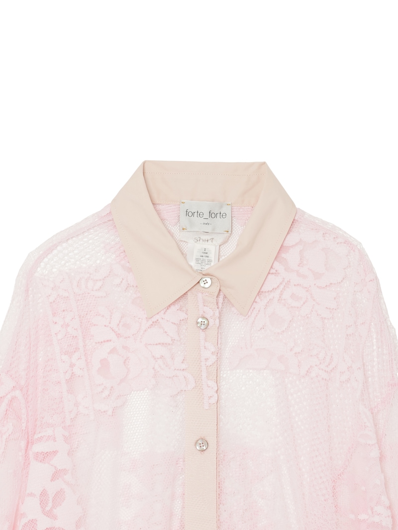 フォルテ　フォルテ◆ パッチワークレース オーバーサイズシャツ　レース　M パッチワークレース オーバーサイズシャツ |forte_forte|CORONET