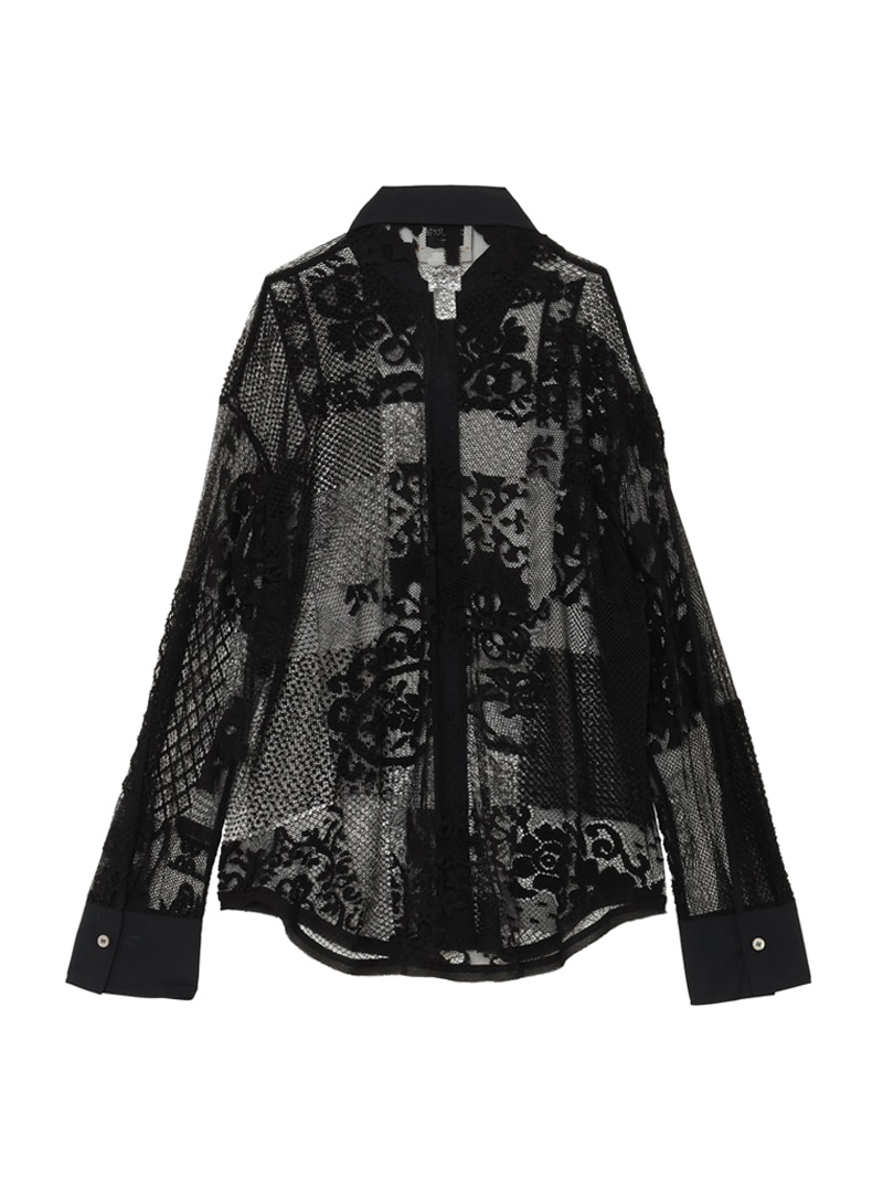フォルテ フォルテ◆ パッチワークレース オーバーサイズシャツ レース M パッチワークレース オーバーサイズシャツ |forte_forte|CORONET