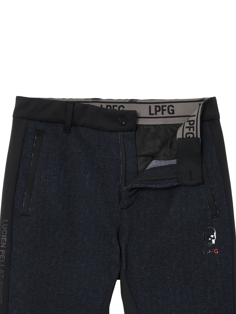 LPFG メンズ ヘリンボーンプリント テック フリース ジョガーパンツ