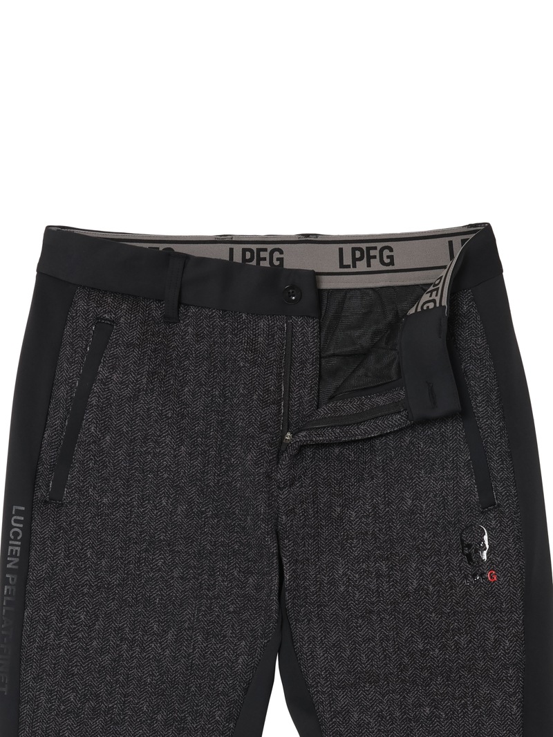 LPFG メンズ ヘリンボーンプリント テック フリース ジョガーパンツ