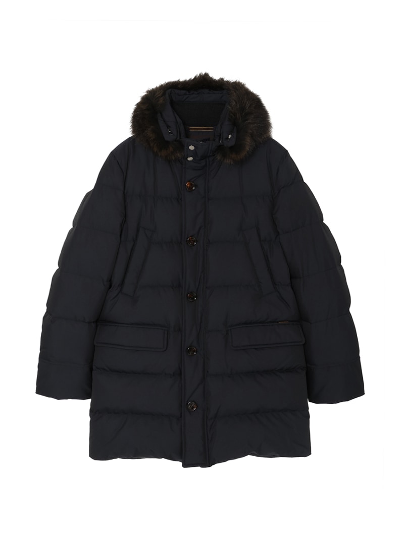 Moorer ネイビー ダウンジャケット ファー付き バルビエリ 50サイズ