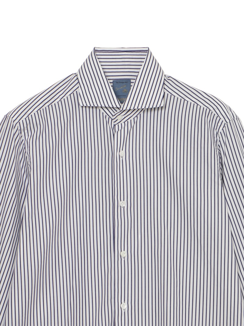 DANDY LIFE コットンストライプ セミワイドカラーシャツ |BARBA NAPOLI