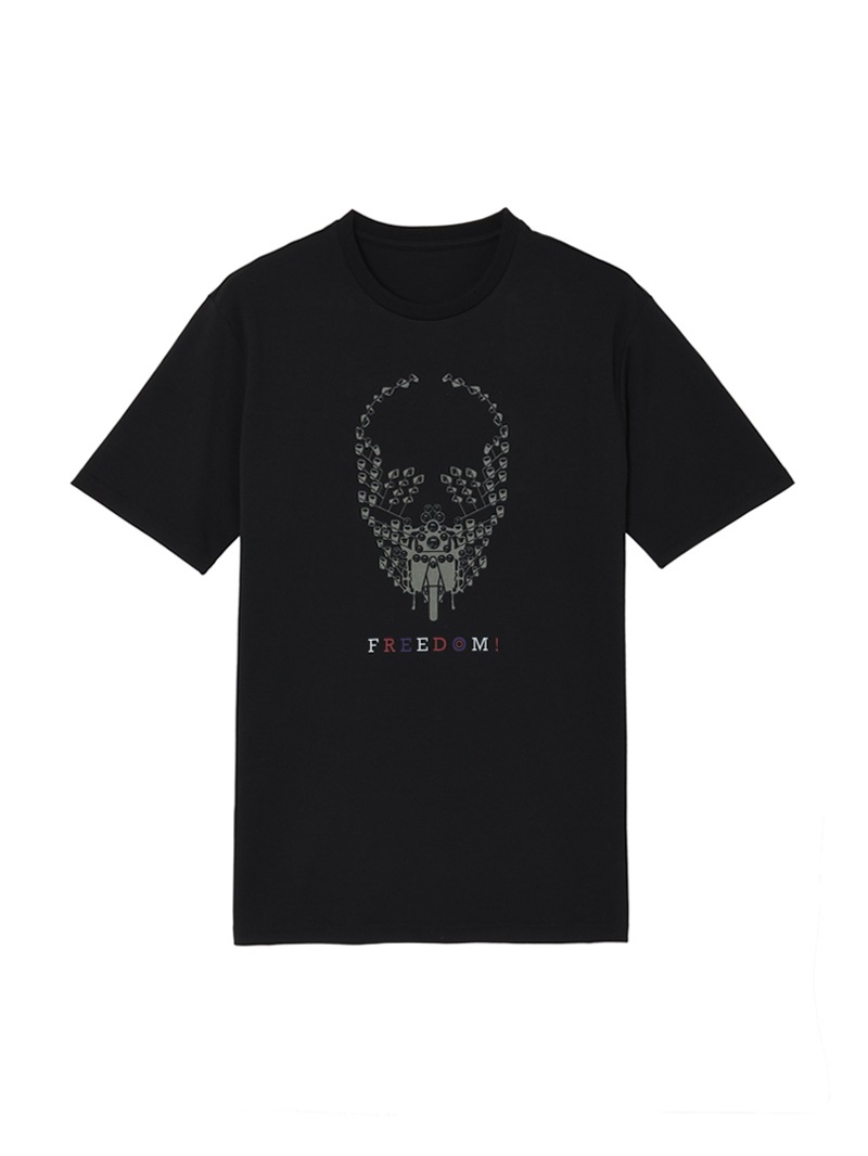国内配送★lucien pellat-finet★スカル＆LPF PARIS Tシャツ メンズ 半袖Tシャツ スカル フリーダム |lucien pellat-finet