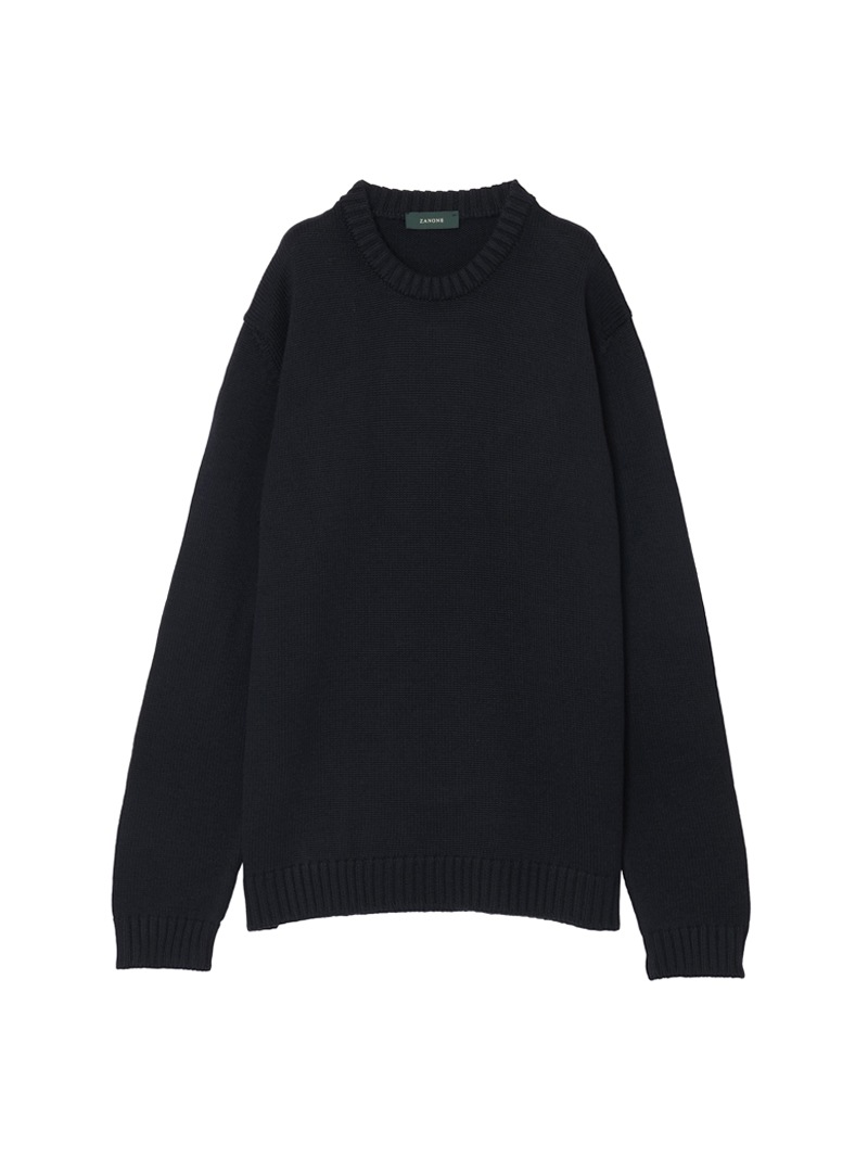 52 ZANONE クルーネックニット 5G ウール 紺 イタリア製 近年モデル ZANONE クルーネックニット |SLOWEAR|CORONET（コロネット）公式