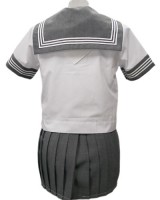 春夏 半袖セーラー服セット(NEW グレー)◆本格派/日本製◆大きいサイズあり|セーラー服(単品・セット)|スクール 制服