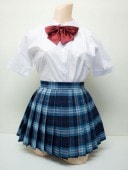 チェックプリーツスカート 青×グレー　日本製◆W60〜85/丈30・40ｃｍ|スクール スカート(単品)|スクール 制服