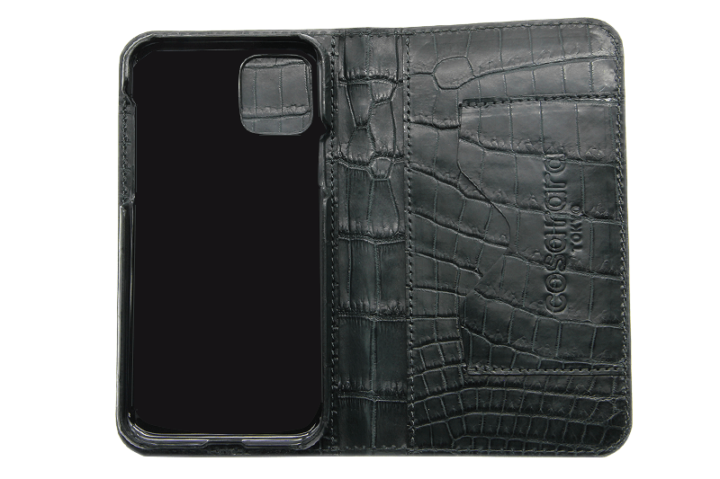 スマートフォンケース ポケット付 フォールディングタイプ プレミアム ダークグリーン for Apple iPhone 11 Pro