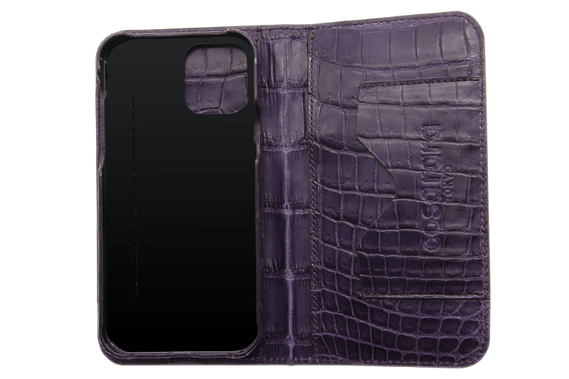 スマートフォンケース ポケット付 フォールディングタイプ プレミアム パープル for Apple iPhone 12 Pro Max