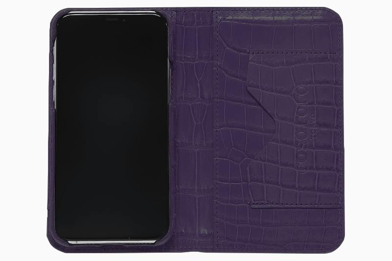 スマートフォンケース ポケット付 フォールディングタイプ プレミアム パープル for Apple iPhone 13 / iPhone 13 Pro