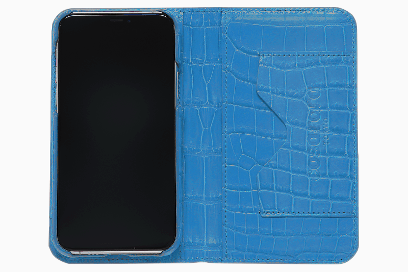 スマートフォンケース ポケット付 フォールディングタイプ プレミアム ターコイズブルー for Apple iPhone 13 Pro Max