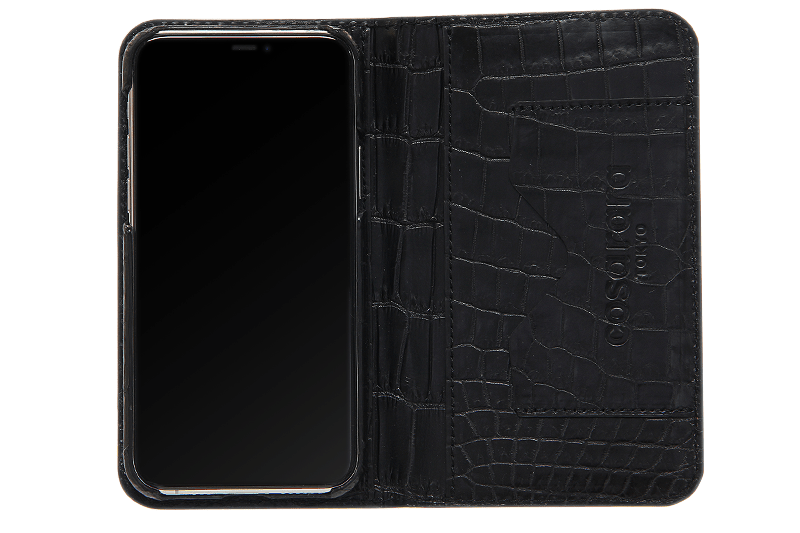 スマートフォンケース ポケット付 フォールディングタイプ プレミアム ブラック for Apple iPhone 13 mini