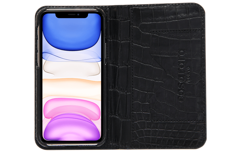 スマートフォンケース ポケット付 フォールディングタイプ プレミアム ブラック for Apple iPhone 11 Pro