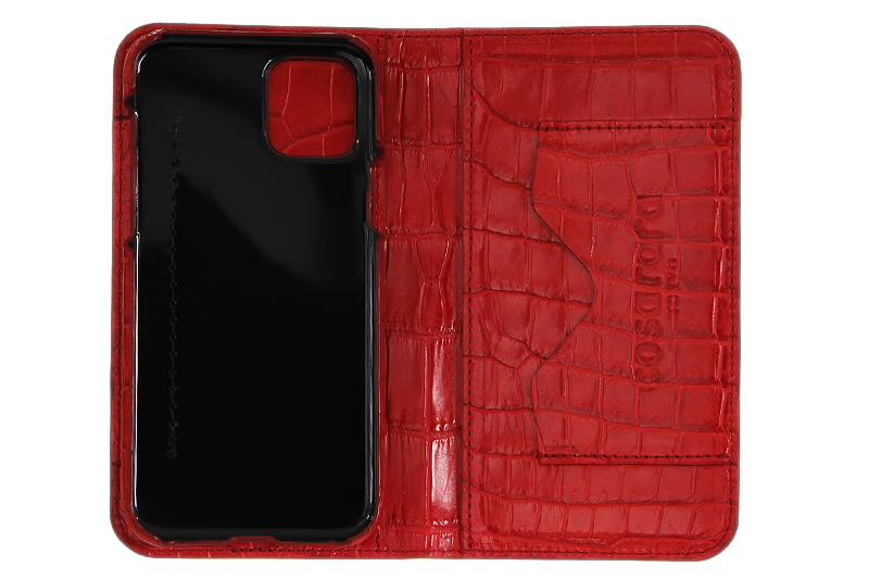 スマートフォンケース ポケット付 フォールディングタイプ プレミアム レッド for Apple iPhone 13 mini