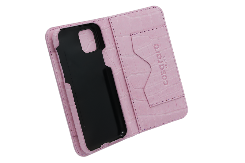 スマートフォンケース ポケット付 フォールディングタイプ プレミアム サクラピンク for Apple iPhone 12 / 12 Pro