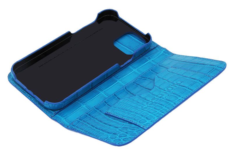 スマートフォンケース ポケット付 フォールディングタイプ プレミアム ターコイズブルー for Apple iPhone 13 mini