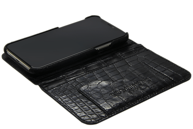 スマートフォンケース ポケット付 フォールディングタイプ プレミアム ブラック for Apple iPhone 11 Pro Max