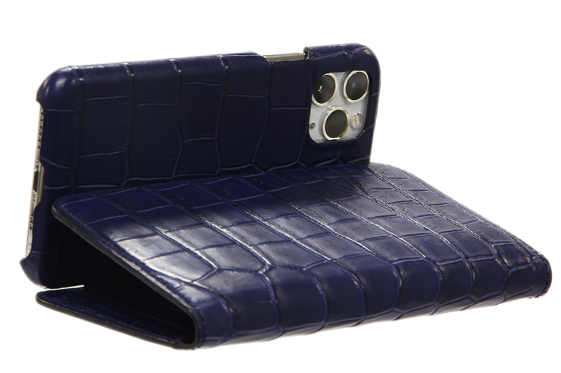 スマートフォンケース ポケット付 フォールディングタイプ プレミアム ブルー for Apple iPhone 11 Pro Max