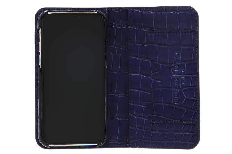 スマートフォンケース ポケット付 フォールディングタイプ プレミアム ブルー for Apple iPhone 12 / 12 Pro