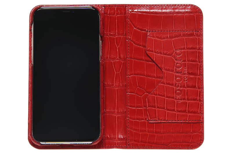 スマートフォンケース ポケット付 フォールディングタイプ プレミアム レッド for Apple iPhone 11 Pro Max