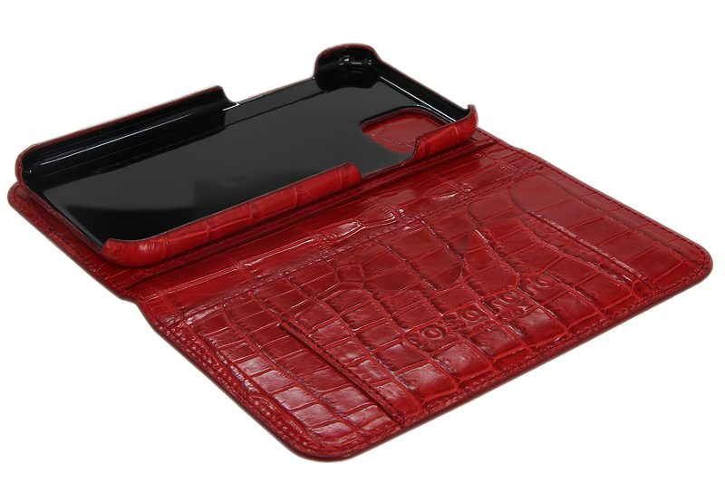 スマートフォンケース ポケット付 フォールディングタイプ プレミアム レッド for Apple iPhone 11 Pro Max