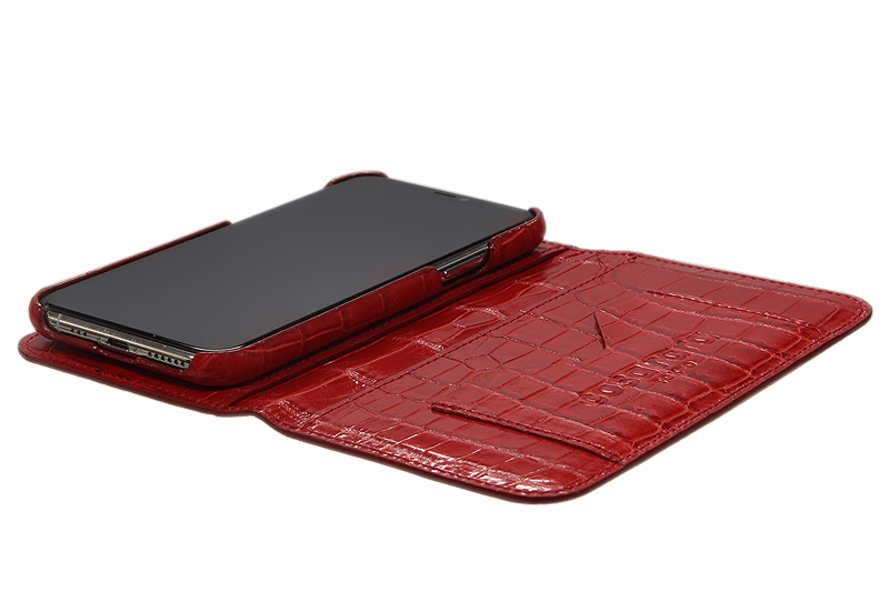 スマートフォンケース ポケット付 フォールディングタイプ プレミアム レッド for Apple iPhone 12 Pro Max