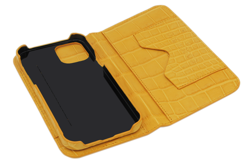 スマートフォンケース ポケット付 フォールディングタイプ プレミアム マスタードイエロー for Apple iPhone 11 Pro