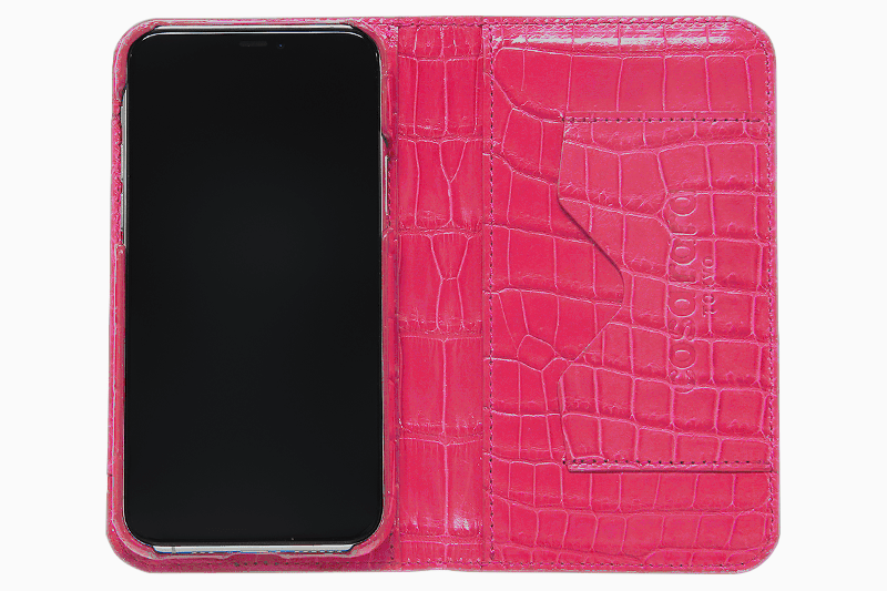 スマートフォンケース ポケット付 フォールディングタイプ プレミアム ピンク for Apple iPhone 12 / 12 Pro
