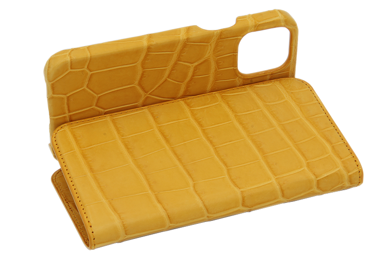 スマートフォンケース ポケット付 フォールディングタイプ プレミアム マスタードイエロー for Apple iPhone 11 Pro Max